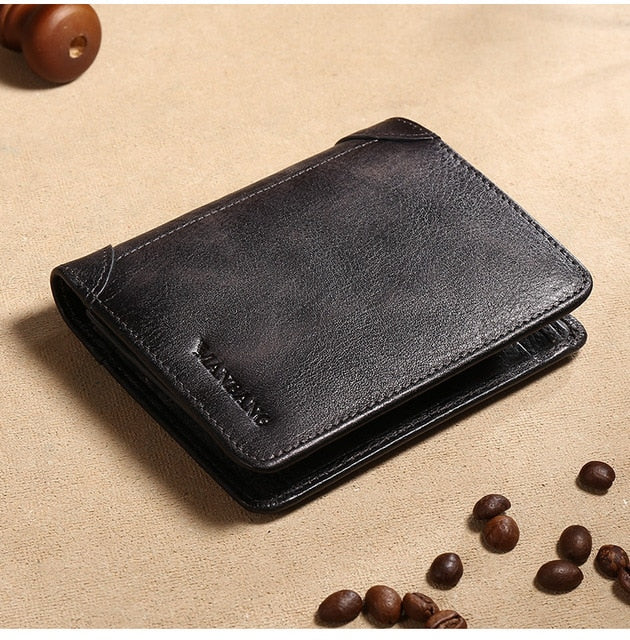 ManBang Male Genuine Leather Wallets Men Wallet Credit Business Card Holders Vintage Brown Leather Wallet Purses High Quality freeshipping - Etreasurs