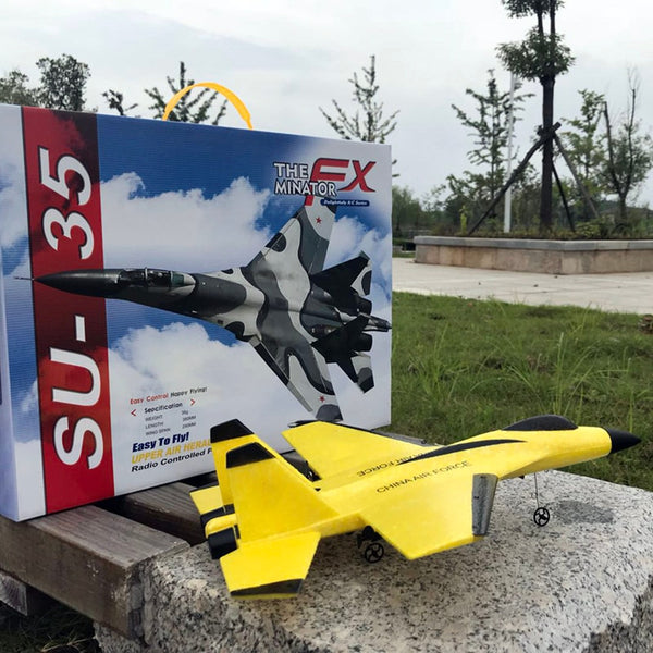 2.4G Glider RC drone SU35 Fixed wing airplane Hand Throwing foam dron Electric Remote Control Outdoor RC Plane toys for boys F22 freeshipping - Etreasurs