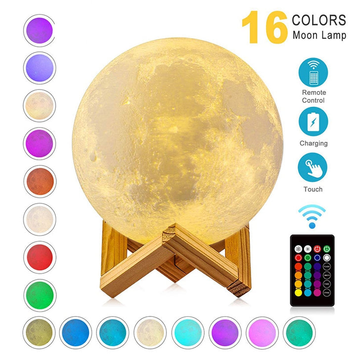 ZK20 Dropshipping USB Rechargeable 3D Print Moon Lamp Night Light Creative Home Decor Globe Bedroom Lover Children Gift freeshipping - Etreasurs