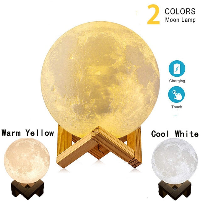 ZK20 Dropshipping USB Rechargeable 3D Print Moon Lamp Night Light Creative Home Decor Globe Bedroom Lover Children Gift freeshipping - Etreasurs