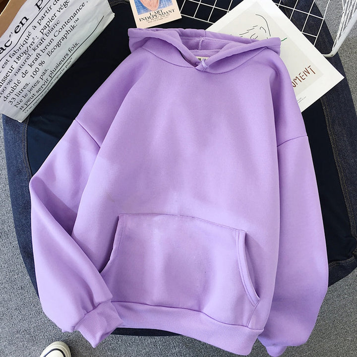 Women Solid Color Oversize Hoodie 2020 Harajuku Plus Velvet Winter Basic Sweatshirt Casual Long Sleeve Thicken Hooded Tops Hoody freeshipping - Etreasurs