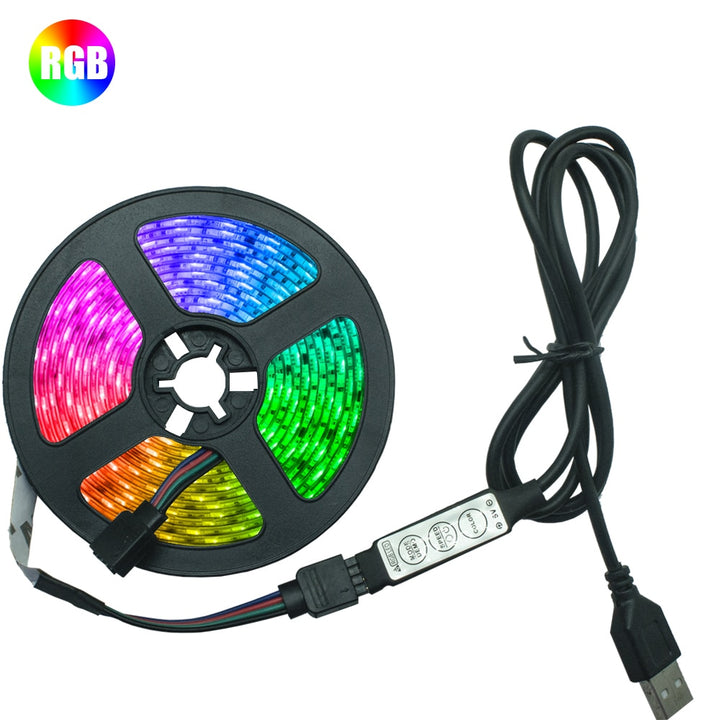 LED Strip Light RGB 2835 Flexible Lamp Tape Diode USB Cable 3 Key Control DC5V 1M 2M 3M 4M 5M Desk Screen TV Background Lighting freeshipping - Etreasurs