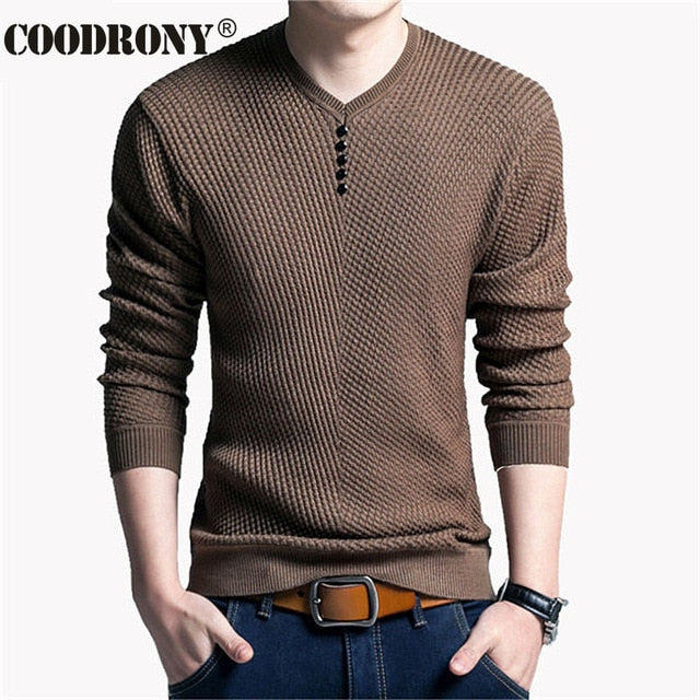 COODRONY Sweater Men Casual V-Neck Pullover Shirt Spring Autumn Slim Fit Long Sleeve Mens Sweaters Knitted Cotton Pull Homme Top freeshipping - Etreasurs