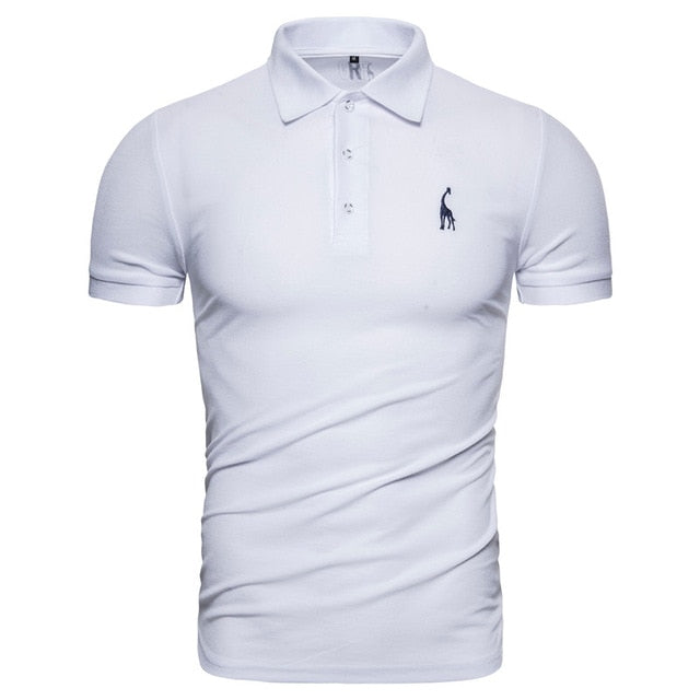 Dropshipping 2019 New Polo Shirt Men Solid Casual Cotton Polo Giraffe Men Slim Fit Embroidery Short Sleeve Men's Polo 10 Colors freeshipping - Etreasurs