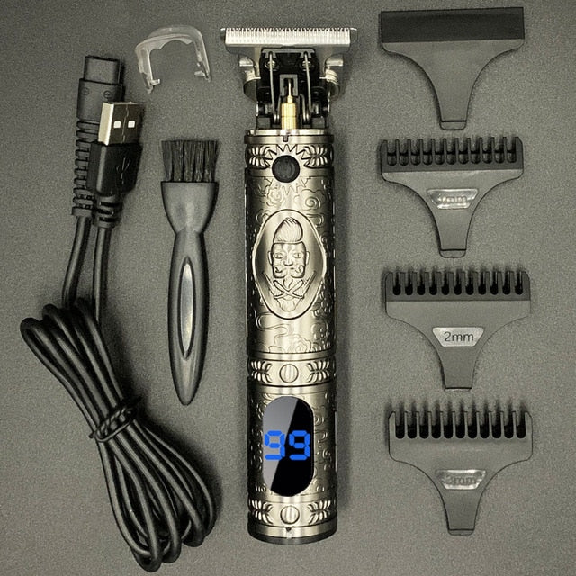 T Hair Clipper Electric hair trimmer Cordless Shaver Trimmer 0mm Men Barber Hair Cutting Machine chargeable timer beard cutter 5 freeshipping - Etreasurs