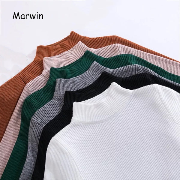 Marwin New-coming Autumn Winter Tops Turtleneck Pullovers Sweaters Primer shirt long sleeve Short Korean Slim-fit tight sweater freeshipping - Etreasurs