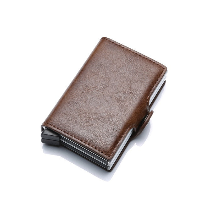 Rfid Blocking Protection Men id Credit Card Holder Wallet Leather Metal Aluminum Business Bank Card Case CreditCard Cardholder freeshipping - Etreasurs