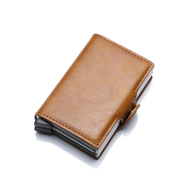 Rfid Blocking Protection Men id Credit Card Holder Wallet Leather Metal Aluminum Business Bank Card Case CreditCard Cardholder freeshipping - Etreasurs
