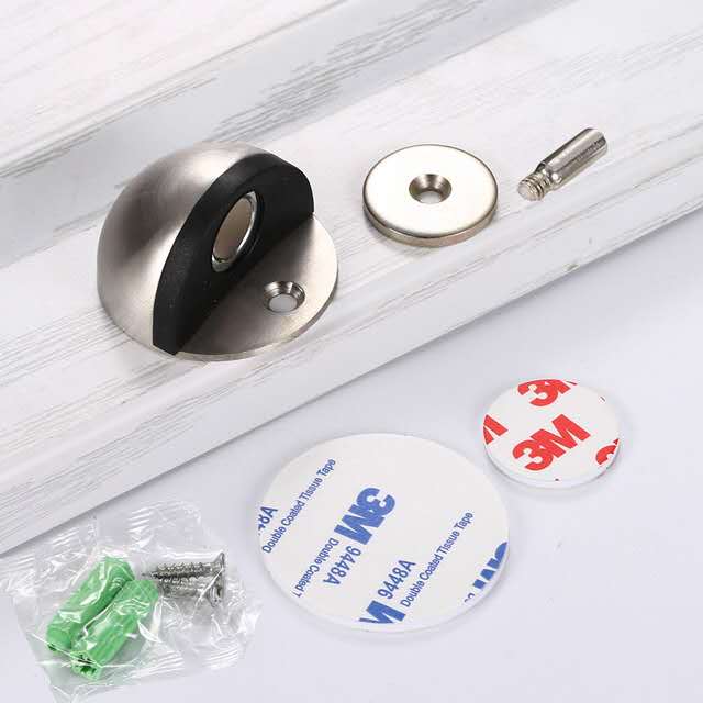 Stainless Steel  magnetic door stopper dual catch no punching  door bumper  wedge wall door stopper freeshipping - Etreasurs