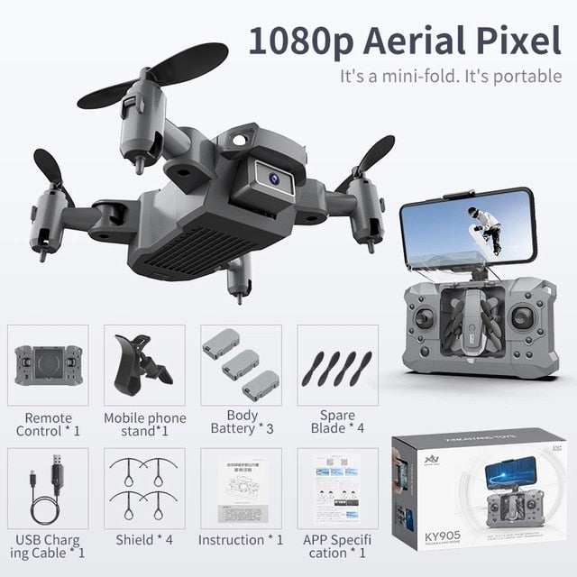 KY905 Mini Drone With 4K Camera HD Foldable Drones Quadcopter One-Key Return FPV Follow Me RC Helicopter Quadrocopter Kid's Toys freeshipping - Etreasurs