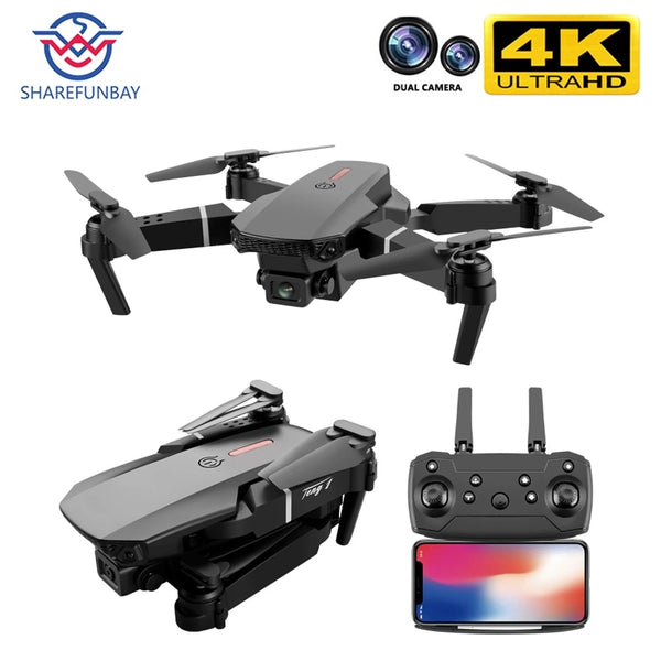 SHAREFUNBAY E88 pro drone 4k HD dual camera visual positioning 1080P WiFi  fpv drone  height preservation rc quadcopter freeshipping - Etreasurs