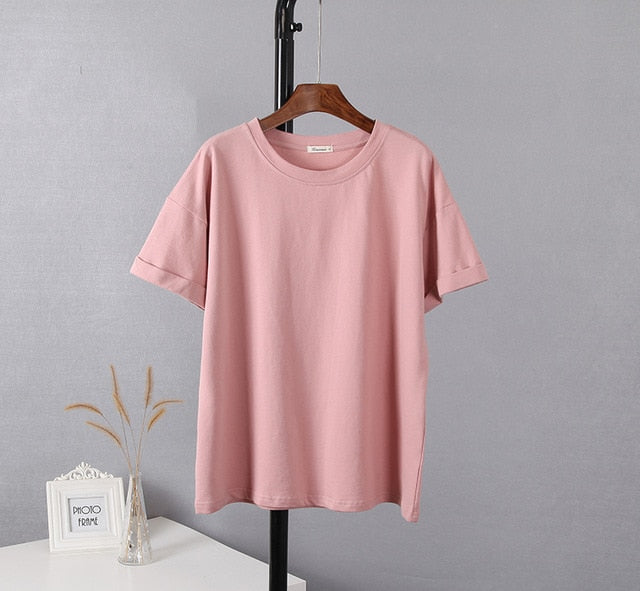 Hirsionsan Summer Cotton Sets Women Casual Two Pieces Short Sleeve T Shirts and High Waist Short Pants Solid Outfits Tracksuit freeshipping - Etreasurs