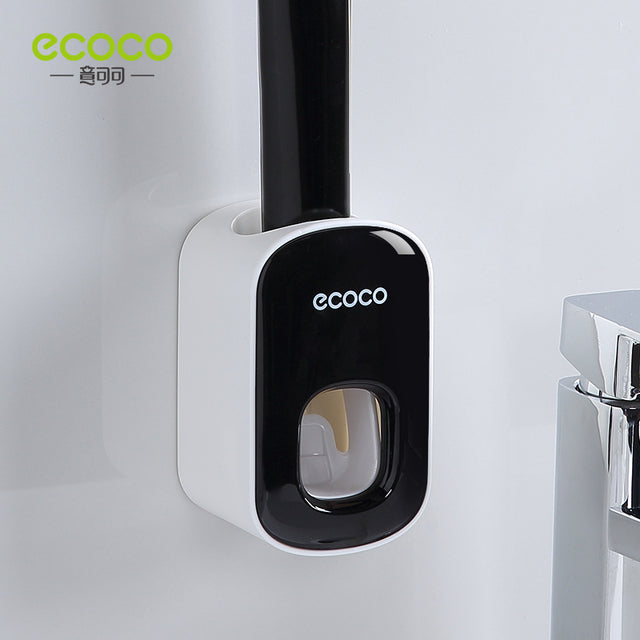 ECOCO Automatic Toothpaste Dispenser Wall Mount Bathroom Bathroom Accessories Waterproof Toothpaste Squeezer Toothbrush Holder freeshipping - Etreasurs