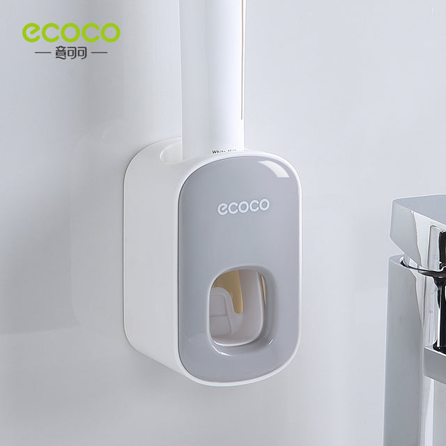 ECOCO Automatic Toothpaste Dispenser Wall Mount Bathroom Bathroom Accessories Waterproof Toothpaste Squeezer Toothbrush Holder freeshipping - Etreasurs