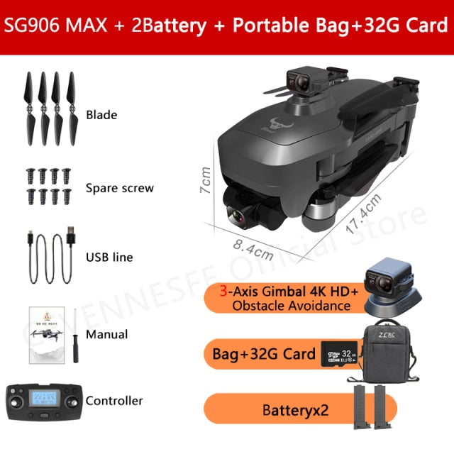 2021 NWE SG906 Pro 2 / SG906 MAX Drone 4k HD 3-Axis Gimbal Camera 5G WIFI GPS Professional Quadcopter Obstacle Avoidance Dron freeshipping - Etreasurs