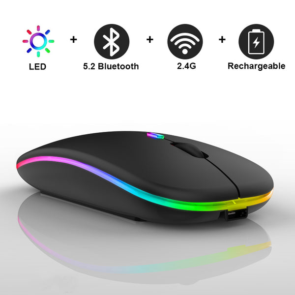 Bluetooth Wireless With USB Rechargeable  RGB Mouse BT5.2 For Laptop Computer PC Macbook Gaming Mouse 2.4GHz 1600DPI freeshipping - Etreasurs