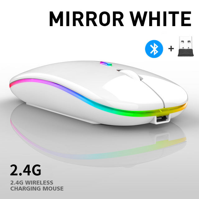 Bluetooth Wireless With USB Rechargeable  RGB Mouse BT5.2 For Laptop Computer PC Macbook Gaming Mouse 2.4GHz 1600DPI freeshipping - Etreasurs