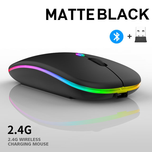 Bluetooth Wireless With USB Rechargeable  RGB Mouse BT5.2 For Laptop Computer PC Macbook Gaming Mouse 2.4GHz 1600DPI freeshipping - Etreasurs