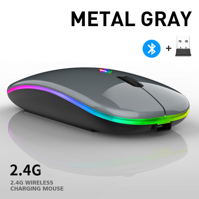 Bluetooth Wireless With USB Rechargeable  RGB Mouse BT5.2 For Laptop Computer PC Macbook Gaming Mouse 2.4GHz 1600DPI freeshipping - Etreasurs