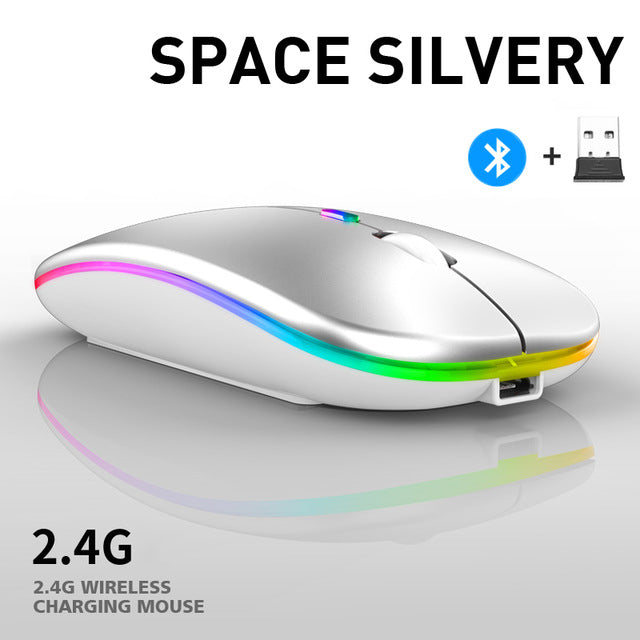 Bluetooth Wireless With USB Rechargeable  RGB Mouse BT5.2 For Laptop Computer PC Macbook Gaming Mouse 2.4GHz 1600DPI freeshipping - Etreasurs