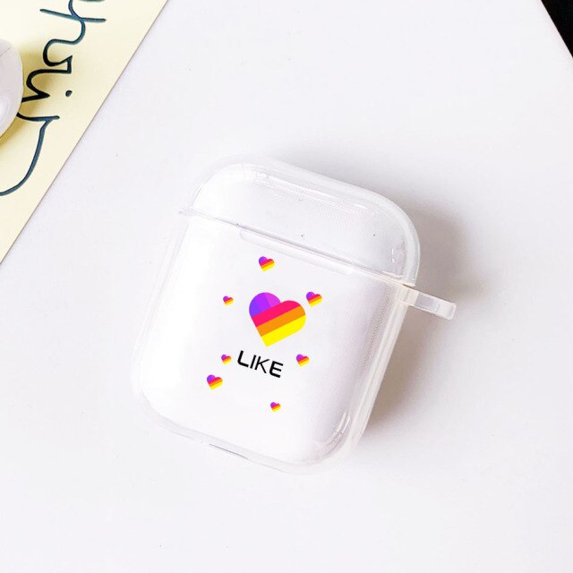 Funny Likee Cat Bear Love Heart Earphone Case for Airpods 2 1 Soft Cover for Blutooth Earphone Case Charging Box Clear Cover freeshipping - Etreasurs