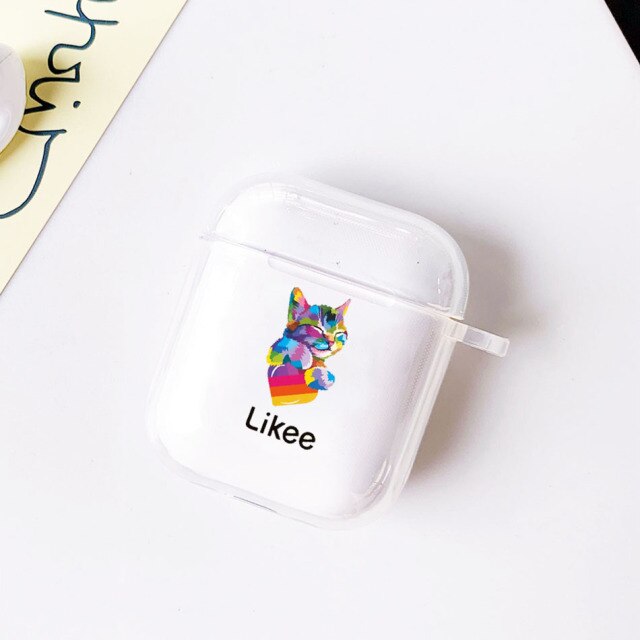 Funny Likee Cat Bear Love Heart Earphone Case for Airpods 2 1 Soft Cover for Blutooth Earphone Case Charging Box Clear Cover freeshipping - Etreasurs
