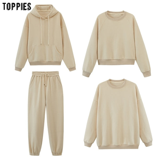 toppies Womens Tracksuits Hooded Sweatshirts 2021 Autumn Winter Fleece Oversize Hoodies Solid Pullovers Jackets Unisex Couple freeshipping - Etreasurs