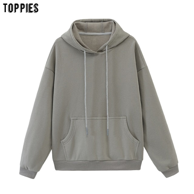toppies Womens Tracksuits Hooded Sweatshirts 2021 Autumn Winter Fleece Oversize Hoodies Solid Pullovers Jackets Unisex Couple freeshipping - Etreasurs