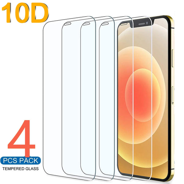 10D 4PCS Protective Glass On the For iPhone 7 8 6 6s Plus X Screen Protector For iPhone 11 12 13 Pro X XR XS MAX SE 5 5s Glass freeshipping - Etreasurs