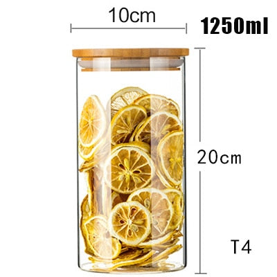 Mason Candy Jar For Spices Glass bamboo Cover Container Glass Jars With Lids Cookie Jar Kitchen Jars And Lids Wholesale freeshipping - Etreasurs