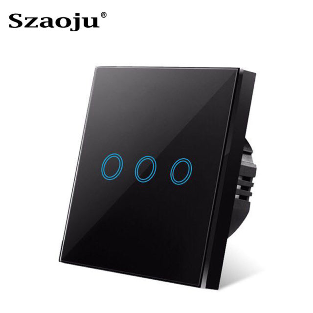 Szaoju EU Touch Switch LED Crystal Glass Panel Wall Lamp Light Switch 1/2/3 Gang AC100-240V LED Sensor Switches Interruttore freeshipping - Etreasurs