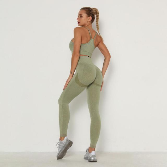 Women's Sets Skinny Tracksuit Breathable Bra Long Sleeve Top Seamless Outfits High Waist Push Up Leggings Gym Clothes Sport Suit freeshipping - Etreasurs