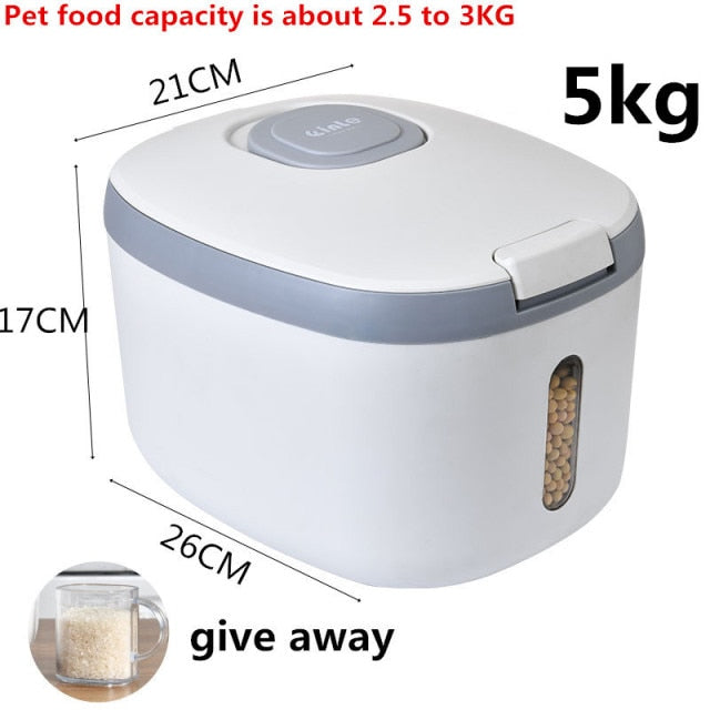 Kitchen Container 5KG 10KG Bucket Nano Insect-Proof Moisture-Proof Rice Box Grain Sealed Jar Home Storage Pet Dog Food Store Box freeshipping - Etreasurs