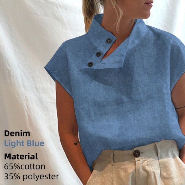 Celmia Stylish Women Shirts 2021 Summer Cotton Linen Oversized Blouses Short Sleeve Blusas Casual Loose Camisas Solid Tunic Top freeshipping - Etreasurs