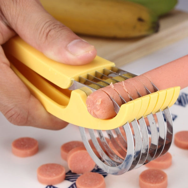 Kitchen Accessories Banana Slicer Fruit Vegetable Sausage Slicer Stainless Steel Banana Cutter Salad Sundaes Tools Cooking Tools freeshipping - Etreasurs