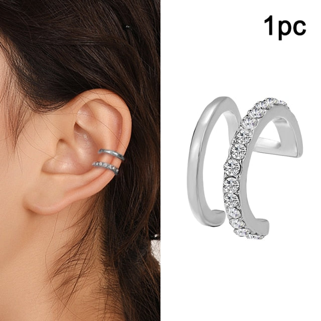 17KM Gold Leaves Ear Cuff Black Non-Piercing Ear Clips Fake Cartilage Earrings Clip Earrings For Women Men Wholesale Jewelry freeshipping - Etreasurs