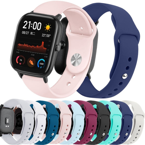 20mm/22mm Silicone band For Amazfit GTS 3/2/2e/GTS2 Mini/GTR 42mm/47mm/GTR 3/3 Pro/2/2e Sport Watch Bracelet Amazfit bip strap