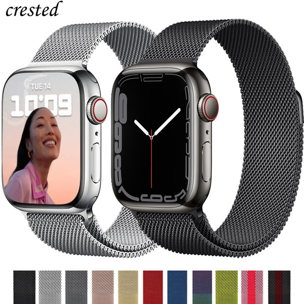 Magnetic Loop Strap For Apple watch Band 44mm 40mm 45mm 41mm 42mm 38mm Stainless steel correa bracelet iWatch serie 3 4 5 6 se 7 freeshipping - Etreasurs