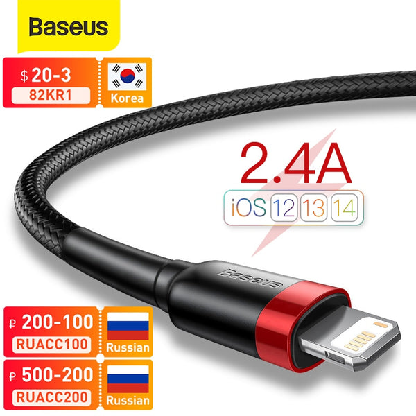 Baseus USB Cable for iPhone 13 12 11 Pro Max Xs X 8 Plus Cable 2.4A Fast Charging Cable for iPhone Charger Cable USB Data Line freeshipping - Etreasurs