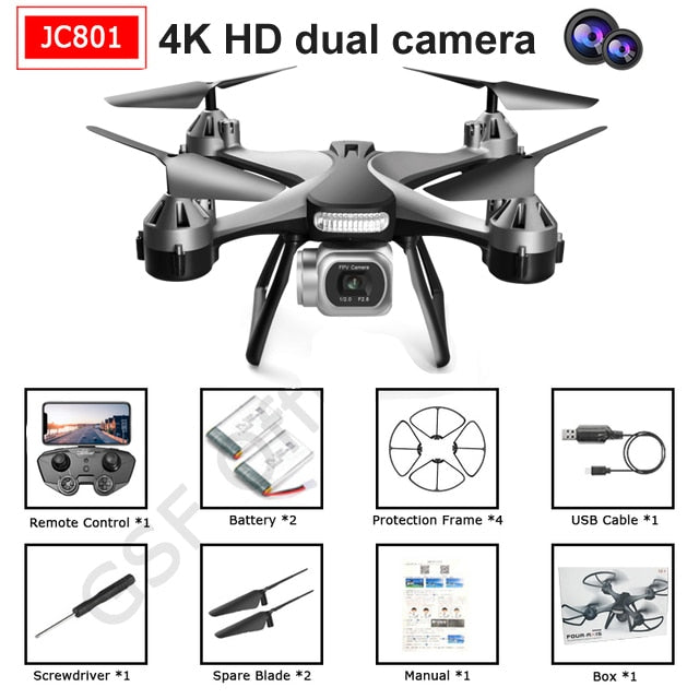 GSF 2022 New JC801 Drone 4K Dual HD Camera Aerial Photography Quadcopter Professional WIFI FPV Helicopter RC Dron Toys Kid Gift freeshipping - Etreasurs