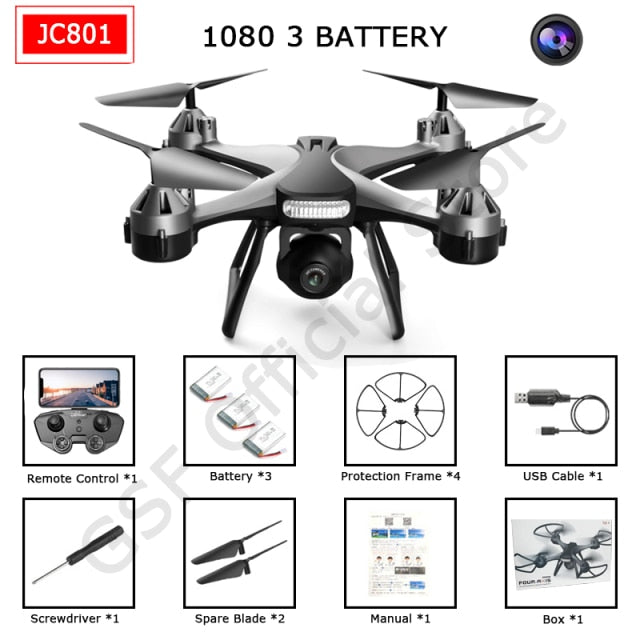 GSF 2022 New JC801 Drone 4K Dual HD Camera Aerial Photography Quadcopter Professional WIFI FPV Helicopter RC Dron Toys Kid Gift freeshipping - Etreasurs