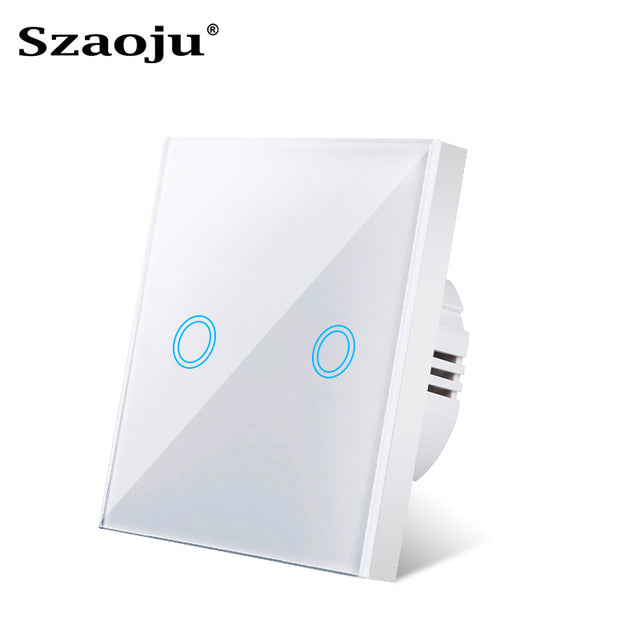 Szaoju EU Touch Switch LED Crystal Glass Panel Wall Lamp Light Switch 1/2/3 Gang AC100-240V LED Sensor Switches Interruttore freeshipping - Etreasurs