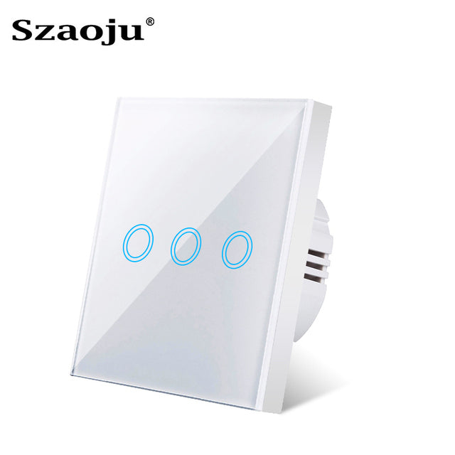 Szaoju EU Touch Switch LED Crystal Glass Panel Wall Lamp Light Switch 1/2/3 Gang AC100-240V LED Sensor Switches Interruttore freeshipping - Etreasurs