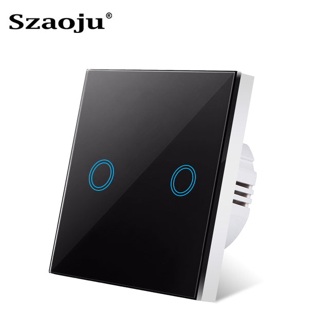 Szaoju EU Touch Switch LED Crystal Glass Panel Wall Lamp Light Switch 1/2/3 Gang AC100-240V LED Sensor Switches Interruttore freeshipping - Etreasurs