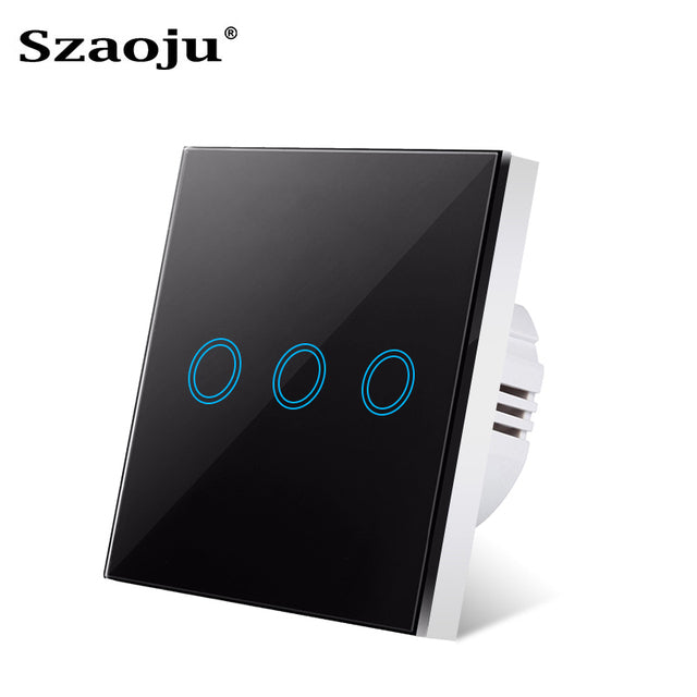 Szaoju EU Touch Switch LED Crystal Glass Panel Wall Lamp Light Switch 1/2/3 Gang AC100-240V LED Sensor Switches Interruttore freeshipping - Etreasurs