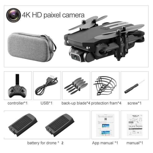 XKJ 2022 New Mini Drone 4K 1080P HD Camera WiFi Fpv Air Pressure Altitude Hold Black And Gray Foldable Quadcopter RC Dron Toy freeshipping - Etreasurs