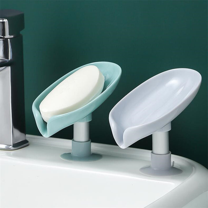 Leaf Shape Soap Box Drain Soap Holder Bathroom Accessories Suction Cup Soap Dish Tray Soap Dish for Bathroom Soap Container freeshipping - Etreasurs