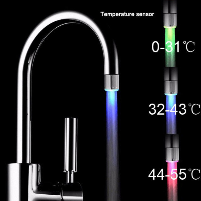 Zhang Ji LED Temperature Sensitive 3-Color Light-up Faucet Kitchen Bathroom Glow Water Saving Faucet Aerator Tap Nozzle Shower freeshipping - Etreasurs